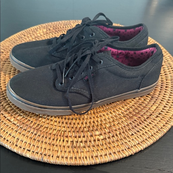 Vans Shoes - Vans Black Canvas Sneakers with Pink Lining